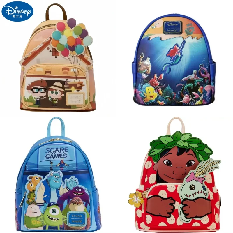 Loungefly Disney Pixar Up Working Buddies สตรีน่ารักคู่สายคล้องไหล่กระเป๋าโรงเรียนกระเป๋าเป้สะพายหลังกระเป๋าเป้สะพายหลังการ์ตูน ﻿ ของขวัญ