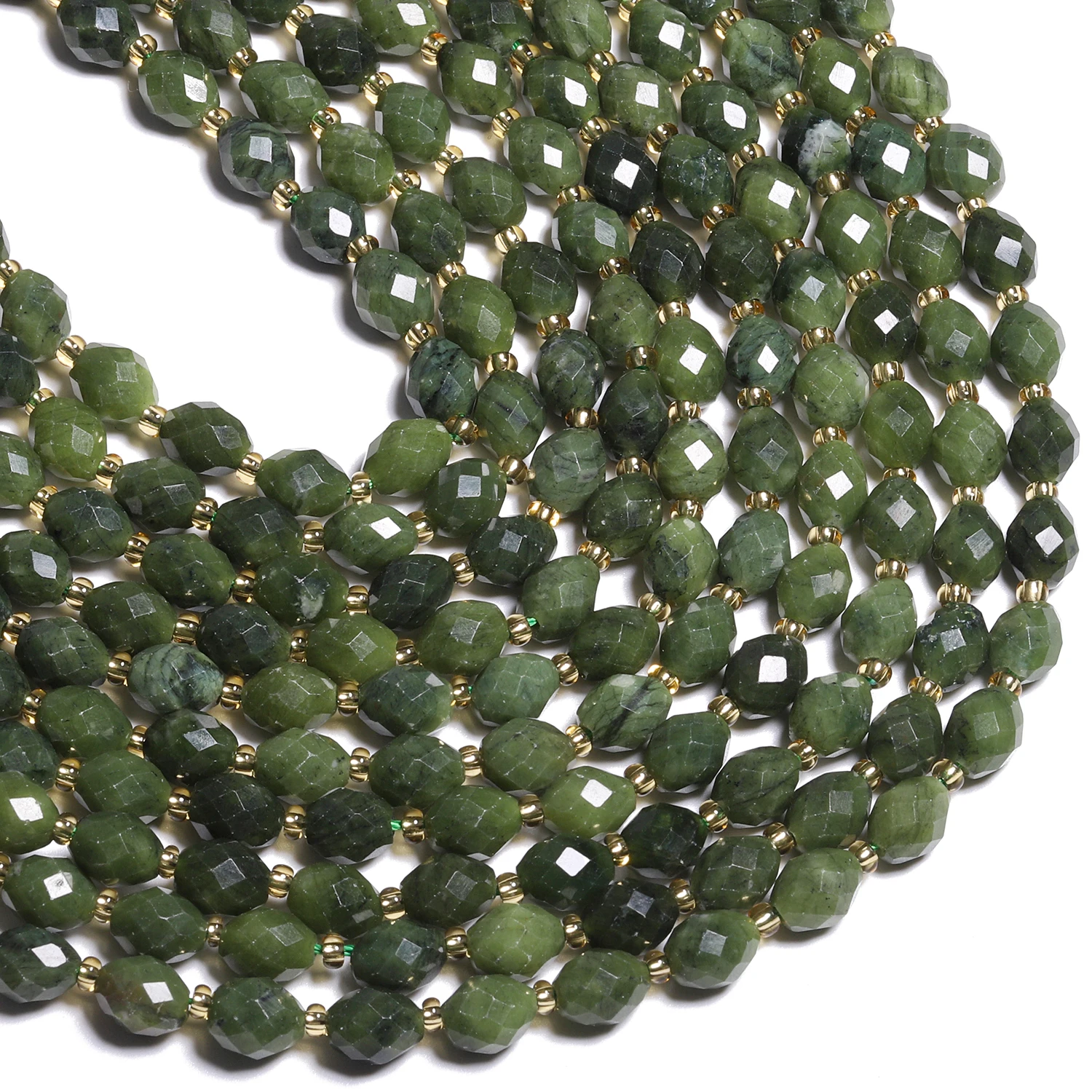 8x6mm Faceted Oval Stone Bead Natural Canadian Jade Rice Shape Spacer Bead For Jewelry Making Diy Bracelet Accessories 7.5\'\'