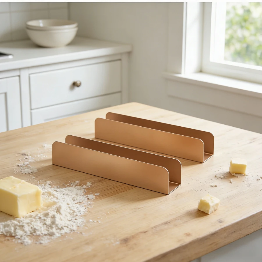 2Pcs Brown Stainless Steel U-Shaped Cookie Cutters - Durable Baking Tools for Fondant Baguettes Desserts Christmas Treats