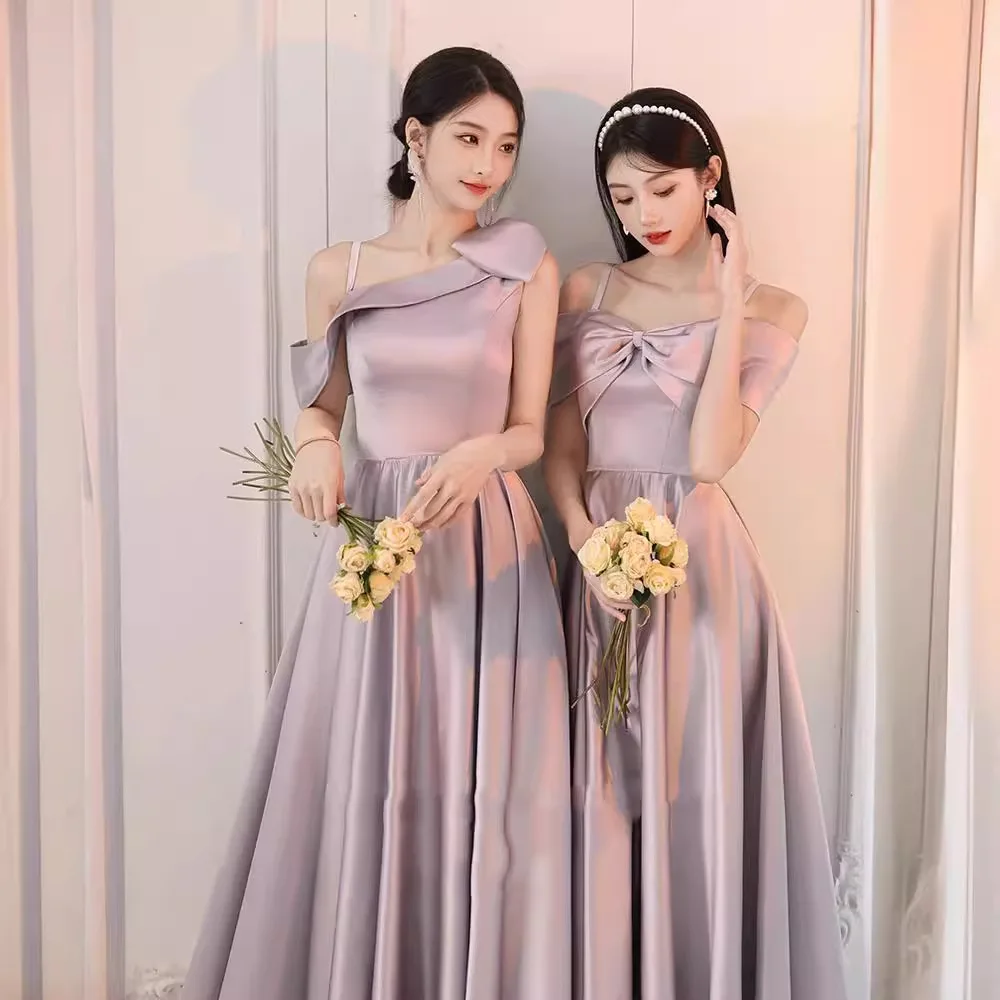 

Ele Satin Maids Dr Sli Faionable Women's Gown Sister's up Long Skirt Wedding Par Performance Ele Sle