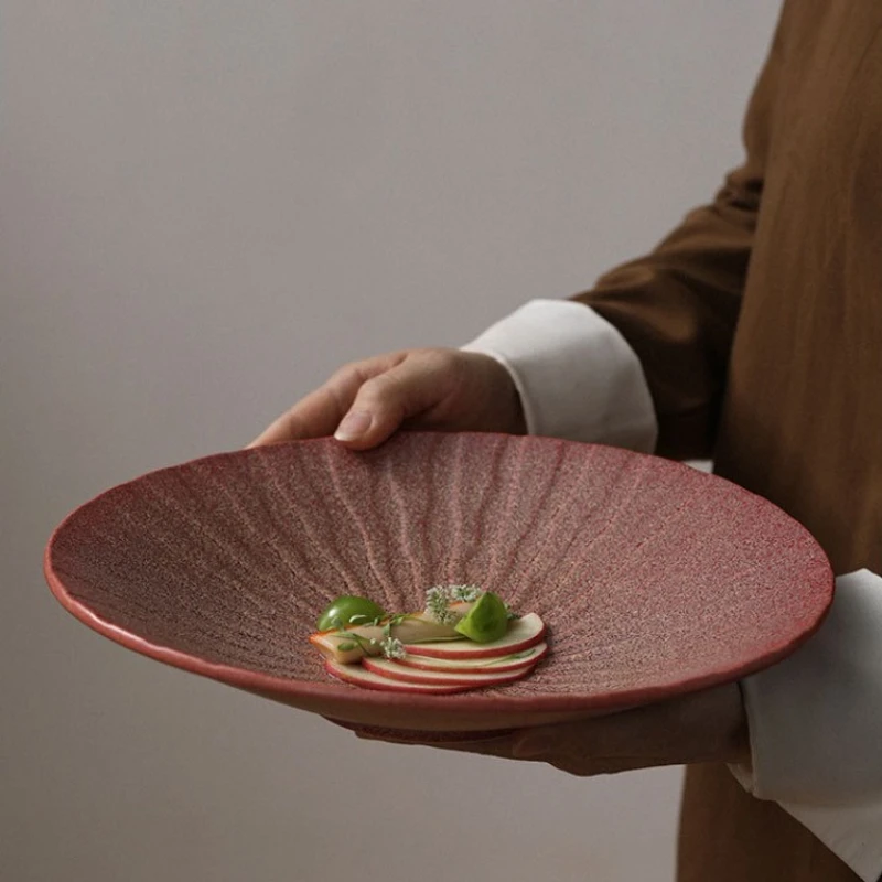 

Wabi Sabi Style Ceramic Circular Creative Cold Dishes Niche Highend Dishes Hotel Restaurants Wholesale for Home Use