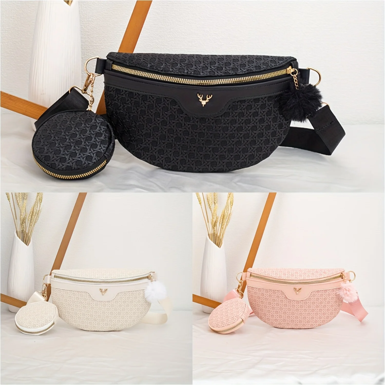 

Women's Stylish Waist Pack: Lightweight Crossbody Bag with Mini Round Pouch