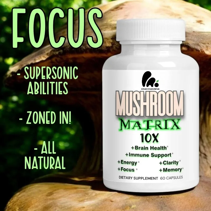 

Mushroom Capsules Contains Lion Mane, Cordyceps sinensis, Ganoderma lucidum, and shiitake mushrooms - Immune and Energy Support