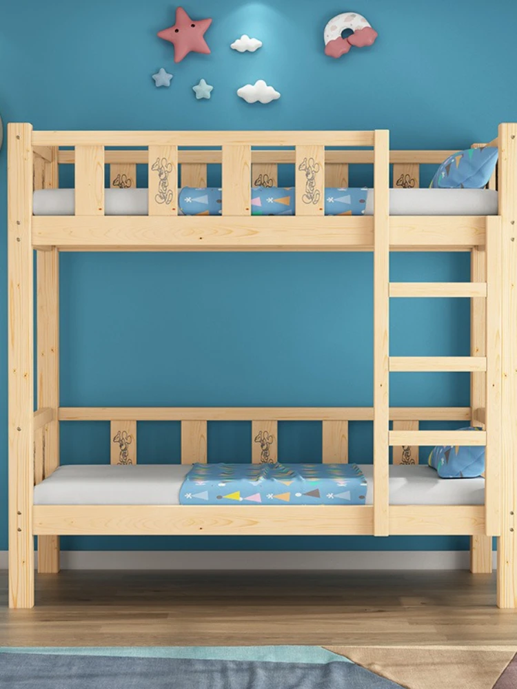 Primary School Children\'s Lunch Support Upper and Lower Bunk Kindergarten Double Layer Solid Wood Bed