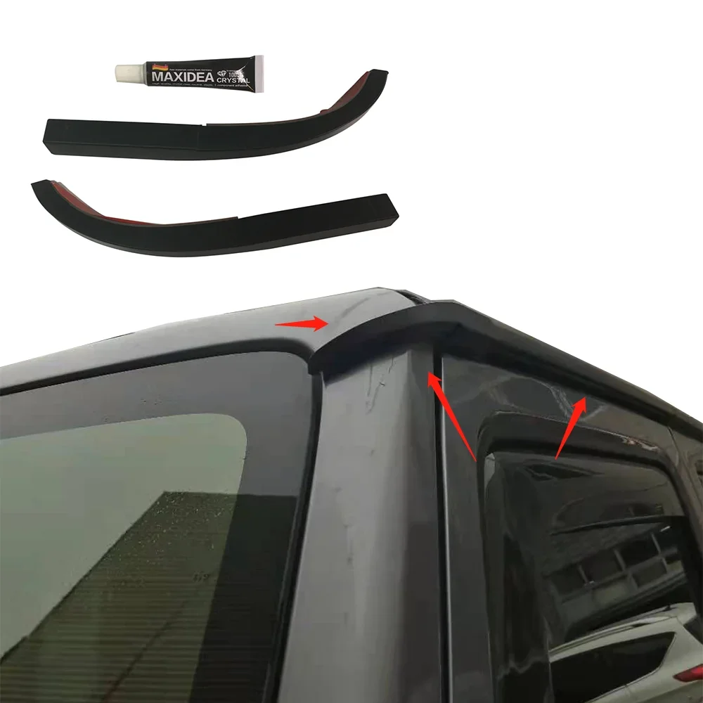 SXMA J383 Drainage Channel 2PCS Black ABS Car Rain Gutter Extensions Roof Water Guard Diversion Slot For Jeep Wrangler JK 07-17