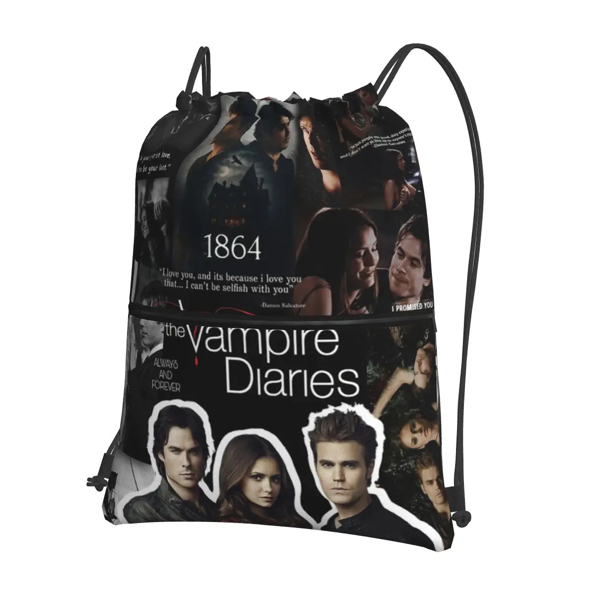 The Vampire Diaries Backpacks Fashion Drawstring Bags Sports Bag Book Bags for Travel School
