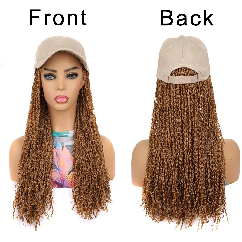 Gorra de Peluca de béisbol con caja Zizi, extensiones de cabello con trenzas, sombrero ajustable de 16 pulgadas con peluca sintética, cabello