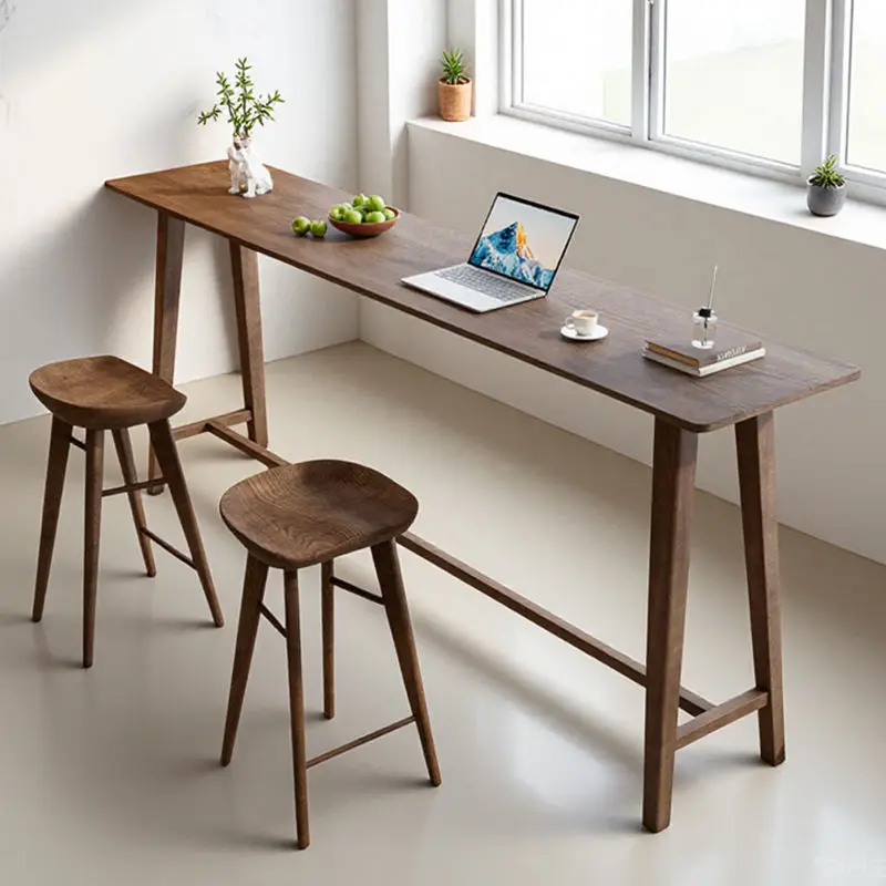 Tall table, long strip and narrow desk, simple modern wall table and chair combination y