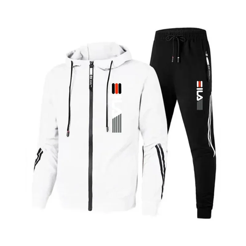 Chándal con capucha y cremallera para hombre, chaqueta y pantalones de chándal, conjuntos de 2 piezas, moda, otoño e invierno, entrenamiento, Jogging, deportes