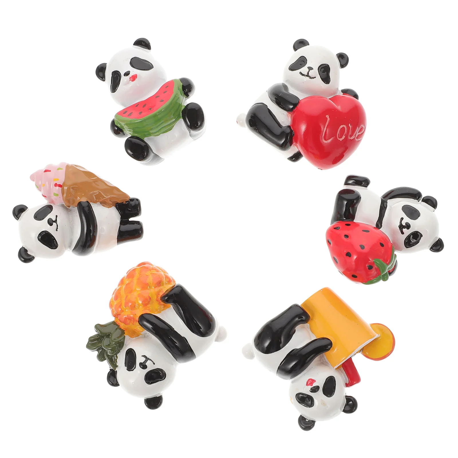 6 Pcs Panda Fridge Magnet Reminder Magnets Accessories Refrigerator Cartoon Home Animal Decors Resin for