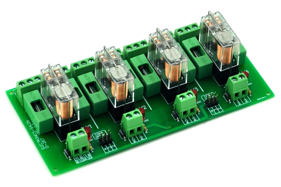 ELECTRONICS-SALON Fused 4 DPDT 5A Power Relay Interface Module, G2R-2 5V DC Relay