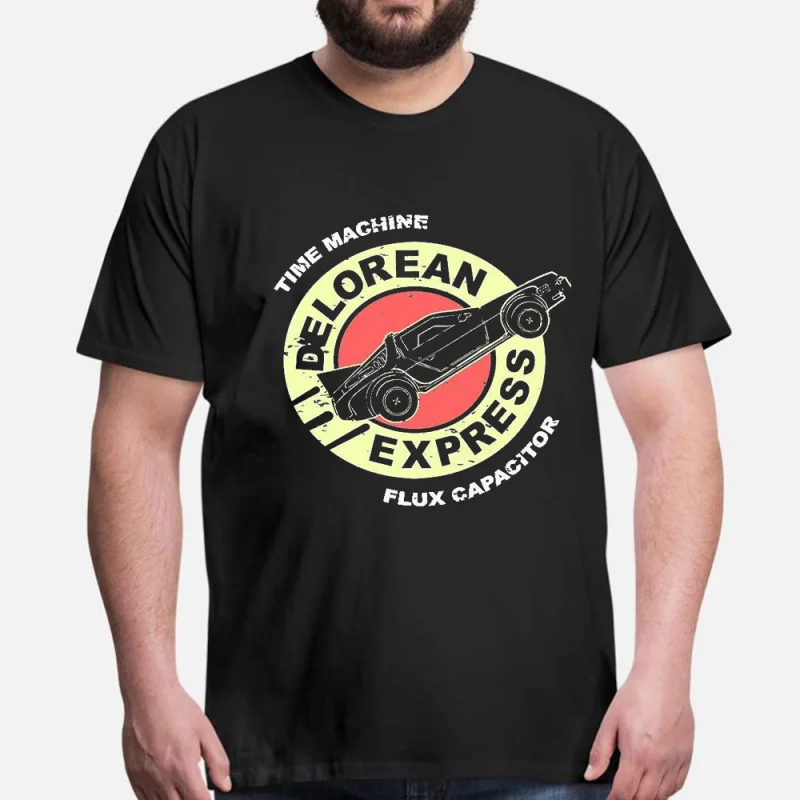 

Retro Sci-fi Back To The Future Doc Brown Time Machine t shirt 0521 Delorean and Flux Capacitor Graphic Clothes All size Tee