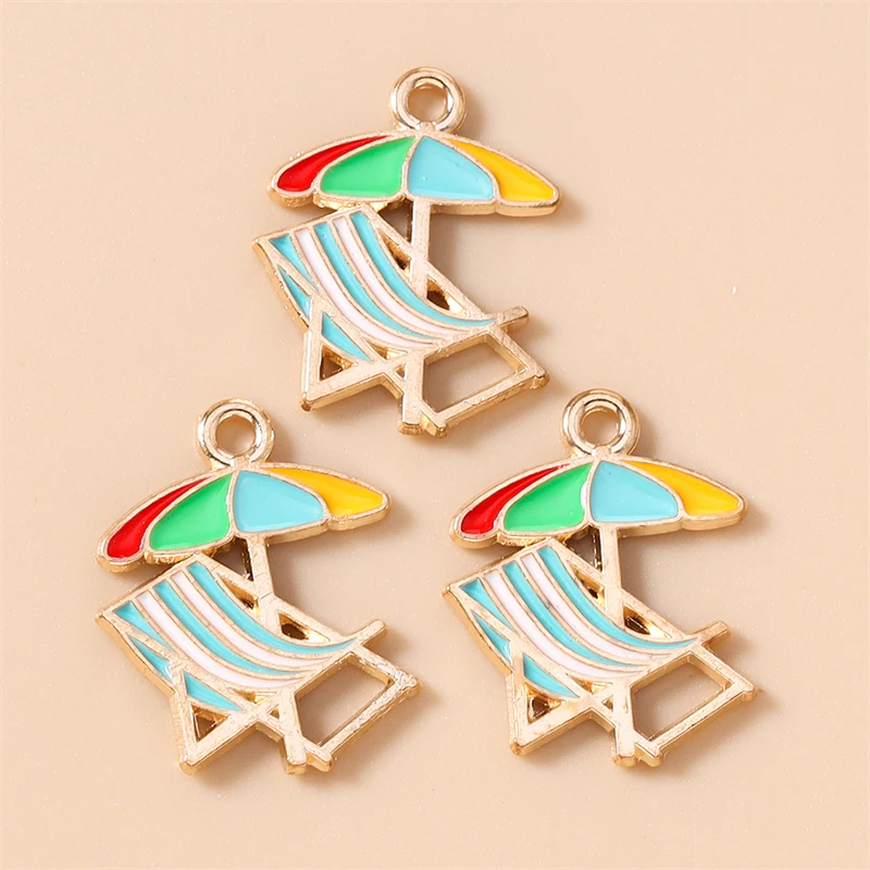 20 Stück Niedliche Emaille-Anhänger mit Sommer- und Strandmotiven für Schmuckherstellung, Ohrringe, Halsketten und DIY-Bastelbedarf – Detail 23