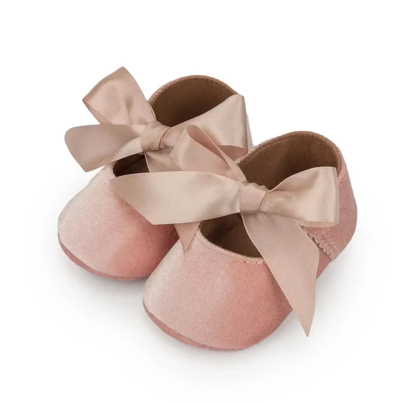 Bebê meninas princesa sapatos multi cor veludo fundo macio arco sapatos anti deslizamento recém-nascido infantil primeiros caminhantes sapatos 0-18 meses