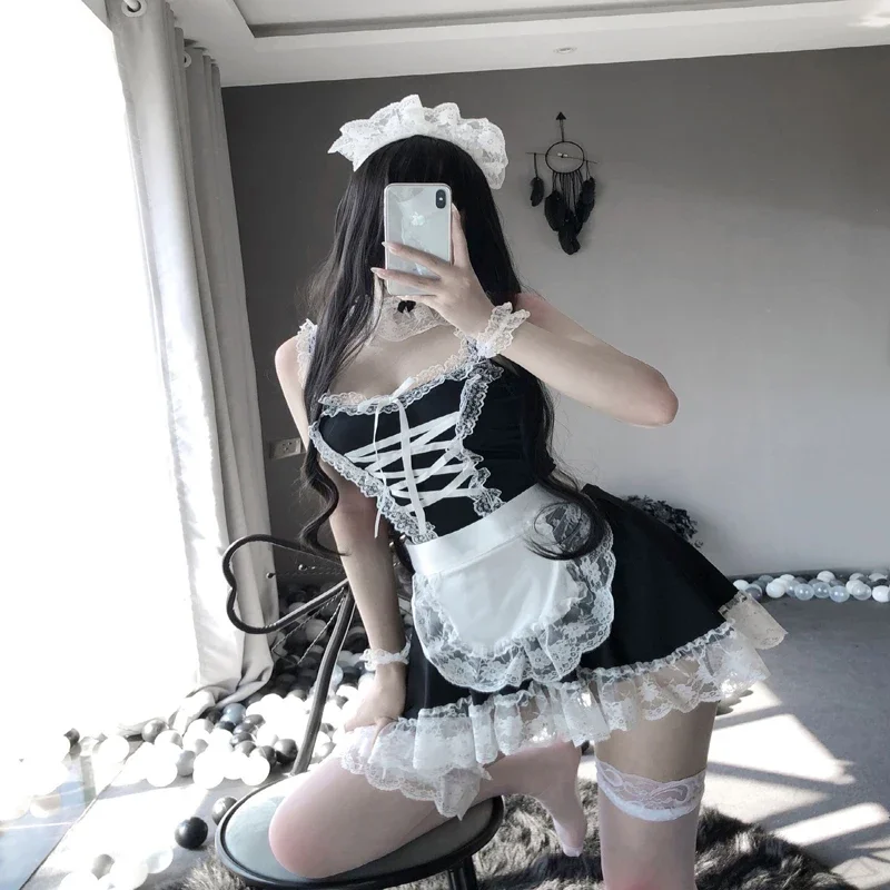 Nóng Lolita Người Giúp Việc Đồng Nhất Đầm Babydoll Ren Khiêu Dâm Gợi Tình Vai Trò Chơi Nữ Gợi Cảm Giúp Việc Trang Phục Hóa Trang Người Giúp Việc Quần Lót