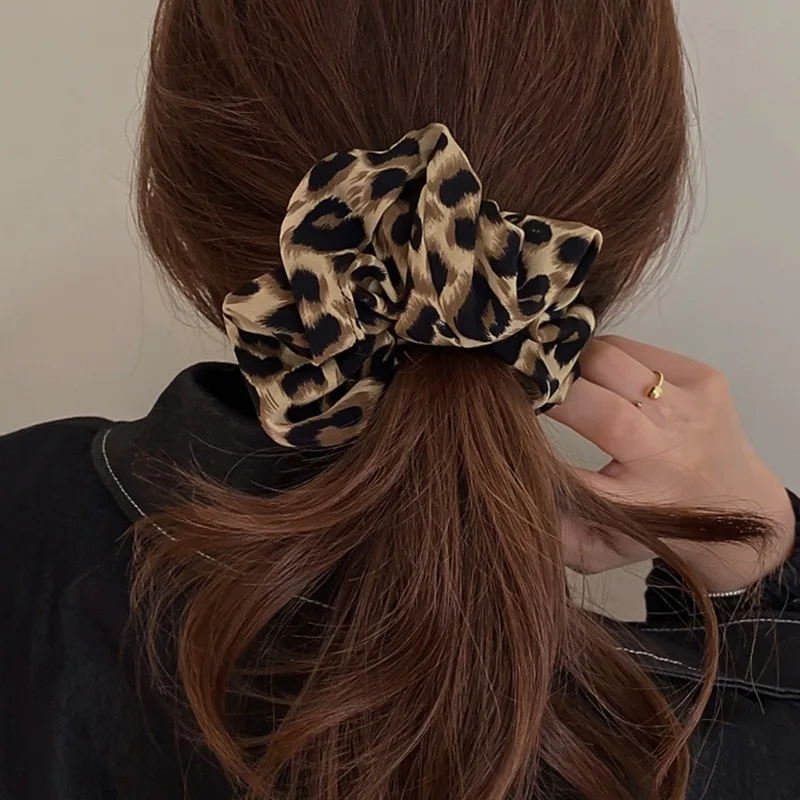 1/2pcs Retro Leopard Print Hair Scrunchie Ponytail Elastic Stretchy Hair Band Rope Women Girls Creative Fashion Hair Accessory