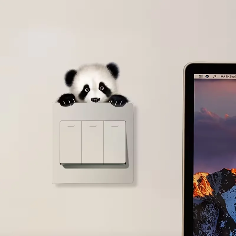 One piece set, giant panda wall decoration stickers, switch stickers, fun and cute pet series