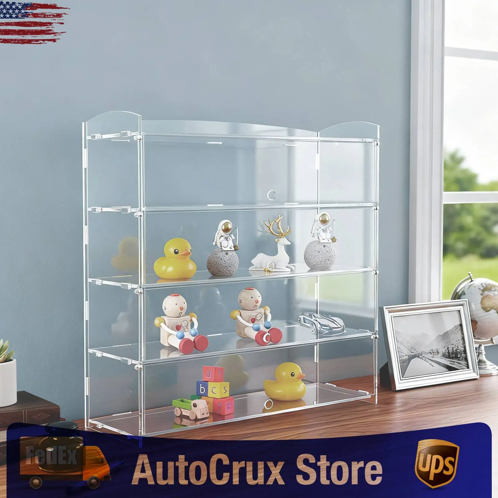 

Акриловая витрина, 4-уровневая прозрачная витрина для выпечки 47,5x21,5x50 см, толщина 5 мм, шкаф для демонстрации продуктов