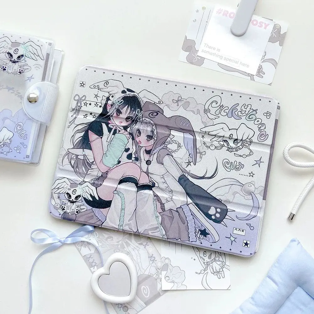 Creative Star Anime Y2K Girl Case 3+YFold For Samsung S8 S9 S11 FE S6 Lite Tablet Case 10S 11/ S8+/ s6 lite/ A7 8 Case