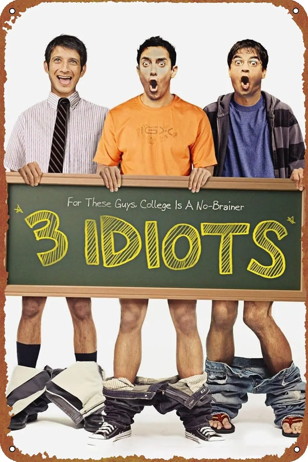 3 Idiots - Aamir Khan - Bollywood Cult Classic Hindi Movie Poster Metal Tin Signs Room Wall Decor Sign 8x12 Inch, 8 x 12 In sign
