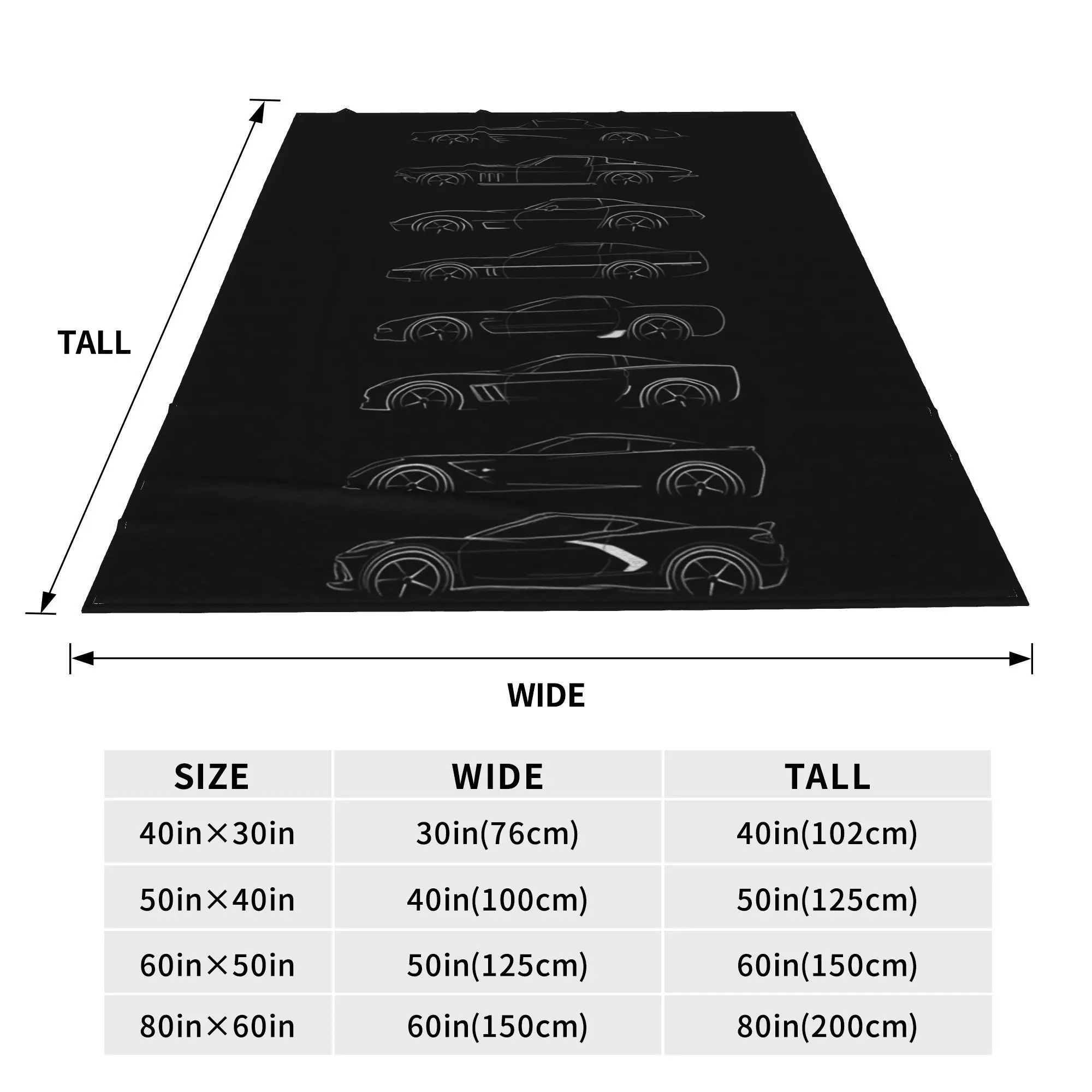Evolution of the corvette Blanket Soft Warm Flannel Throw Blanket Cover for Bed Living room Picnic Travel Home Couch
