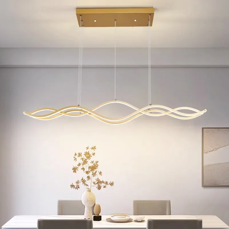 Nordic Wave Bar Design Pendant Lights Dimmable for Living Dining Room Kitchen Island Coffee Tables Lamp Home Decor Luminaires