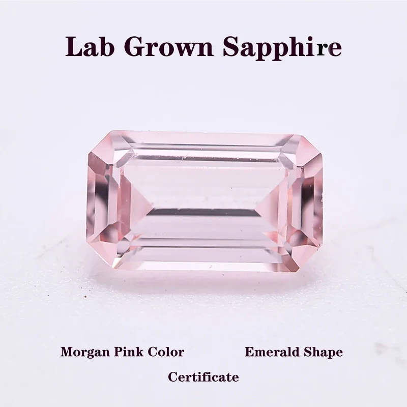 

Lab Grown Sapphire Emerald Shape Morgan Pink Color DIY Advanced Jewelry Making Materials Charms Gemstone with Certificate