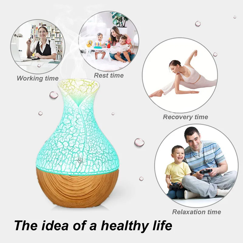 Mute fog measure wood grain vase humidifier Home bedroom indoor office night light ultrasonic humidifier image 3
