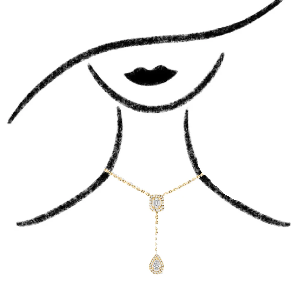 Fashion sterling silver s925 geometric water drop diamond necklace messik home MY TWIN series high-end luxury necklace
