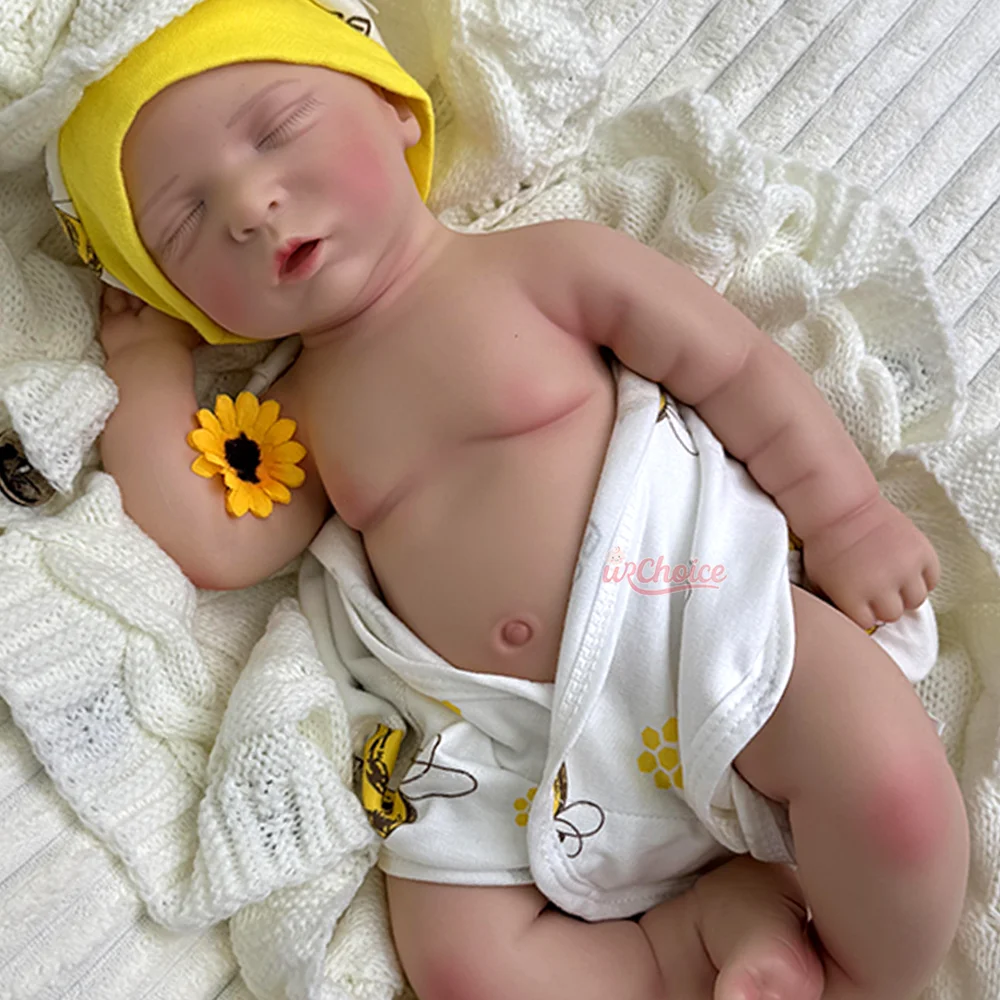 Muñeca bebé renacida de silicona realista de 18 pulgadas, niña, ojos cerrados, cuerpo de silicona suave, bebé recién nacido durmiendo, bebé renacida de silicona, niño pequeño