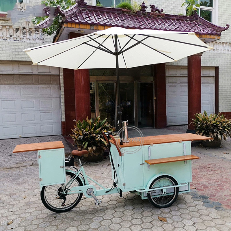 Electric Refrigerated Fresh Beer Cargo Bike Commercial Mobile Cold Drink Ice Cream Cart Pedal Vending Kiosk With Refrigerator