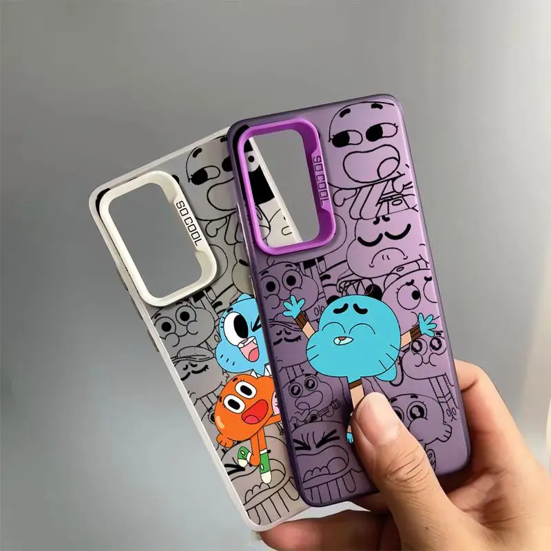 Darwin-Anais-Gumball Watterson Colorful Silver Phone Case for Samsung Galaxy A55 A54 A53 A15 A12 A13 A14 A35 A25 A50 A05 Funda