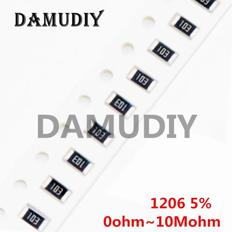 100pcs/Lot 1206 5% Resistor 0R-10M 0 1 10 22 47 100 150 200 330 470 510 ohm 1K 2K 2.2K 3.3K 10K 22K 47K 100K 220K 470K 1M 0.25W