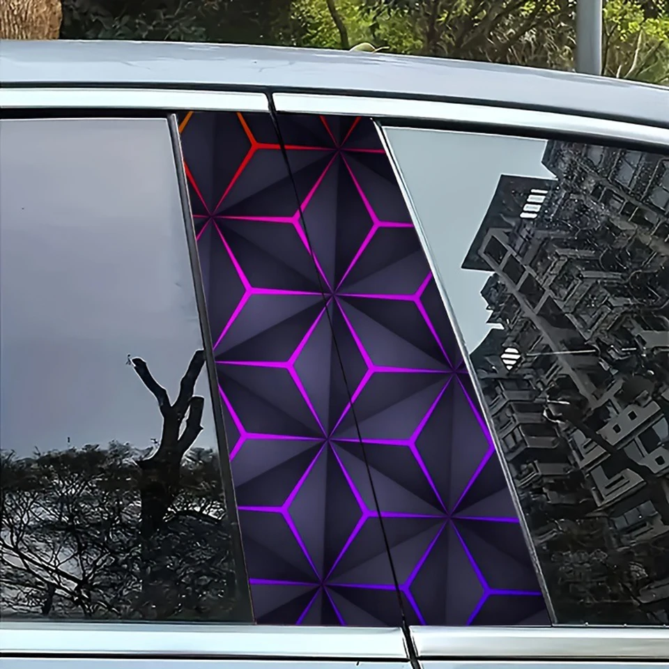 

2PCS Pillar Door Car Decals & Stickers Purple Triangle Geometry Car Door Trim B Pillar Window Sticker SX-10