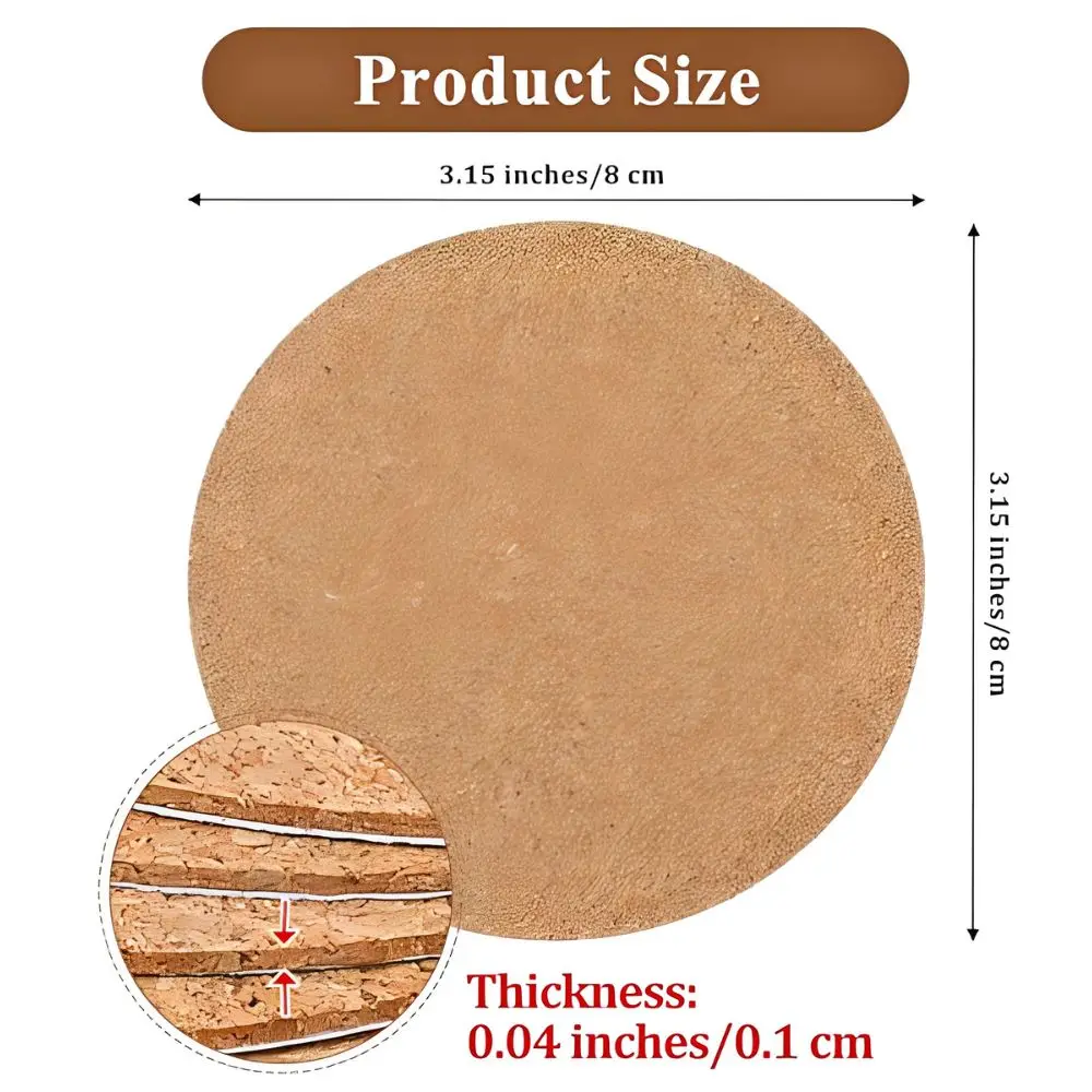10/20/30pcs Self‑Stick Round Cork Mats Heat Resistant Cup Coaster for Plant Pot Mug Table Surface Protection YMY