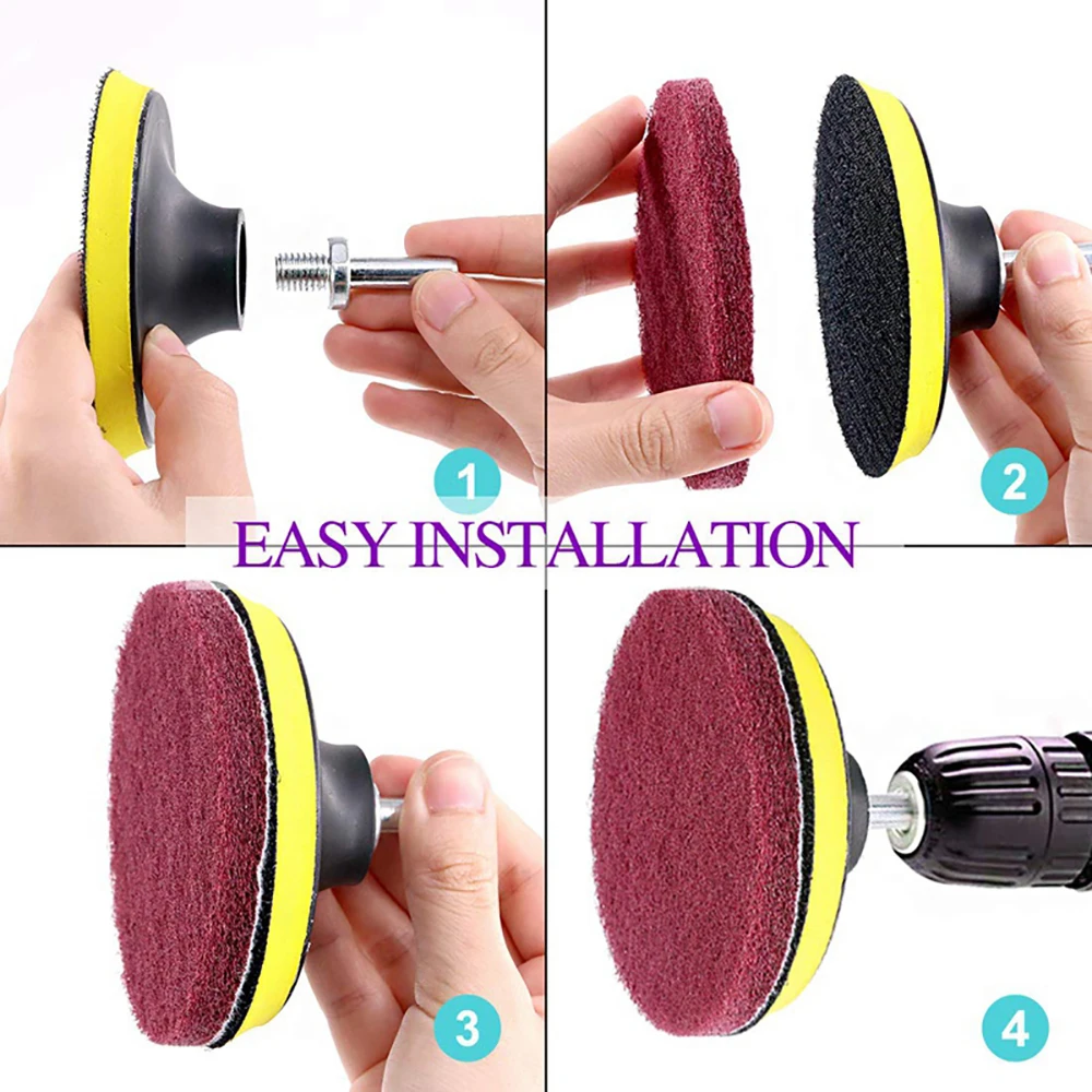 4 Inch Drill Power Brush Tile Scrubber Scouring Pads Cleaning Kit Household Cleaning Tool for Bathroom Floor Tub Polishing Pad