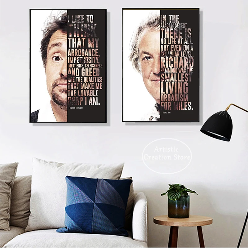 Top Gear Host Jeremy Clarkson James May Inspirational Quotes Poster Print Canvas Painting Pictures for Studio Office Room Decor