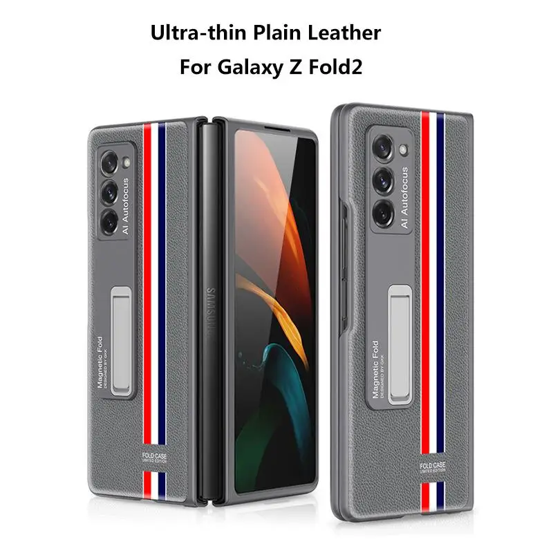 

Plain Leather Fold Magnetic Stand Holder Case For Samsung Galaxy Z Fold 2 5G Phone Cover New Ultra-thin Shockproof Fitted Fundas
