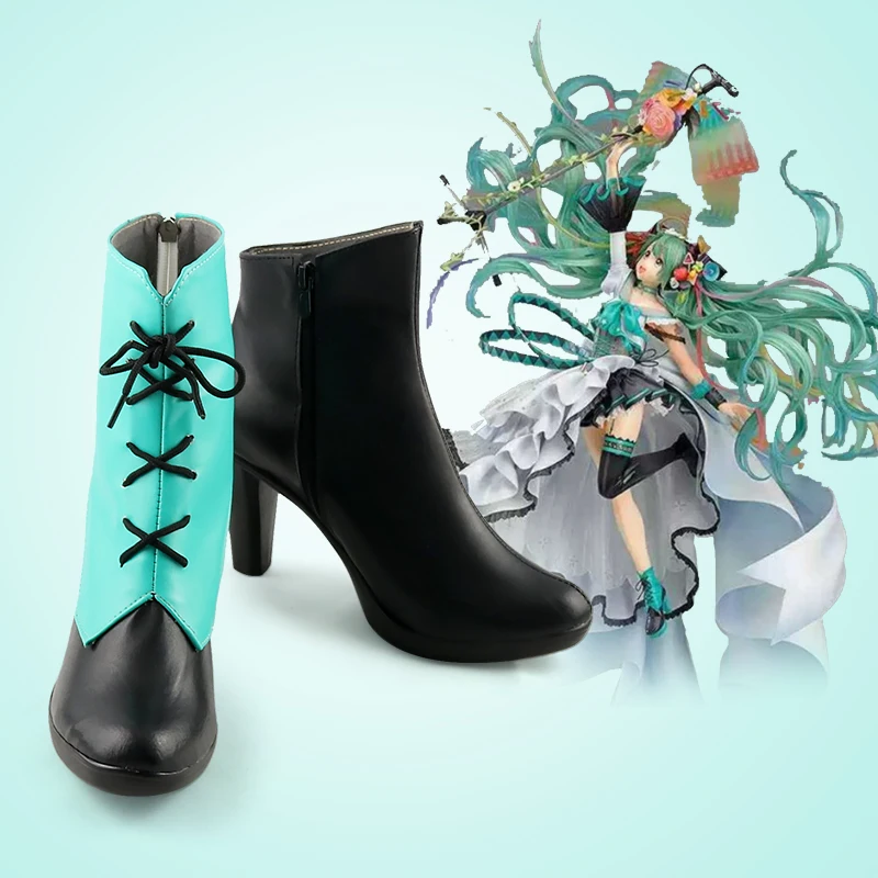 

Туфли Hatsune Miku для косплея на 10-ю годовщину, ботильоны для представлений с аниме, для мужчин и женщин