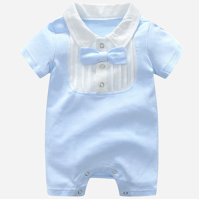 

Summer Newborn Boy Clothes Outfits Korean Fashion Gentleman Cotton Short Sleeve Jumpsuits Toddler Romper Baby Clothing BC1650