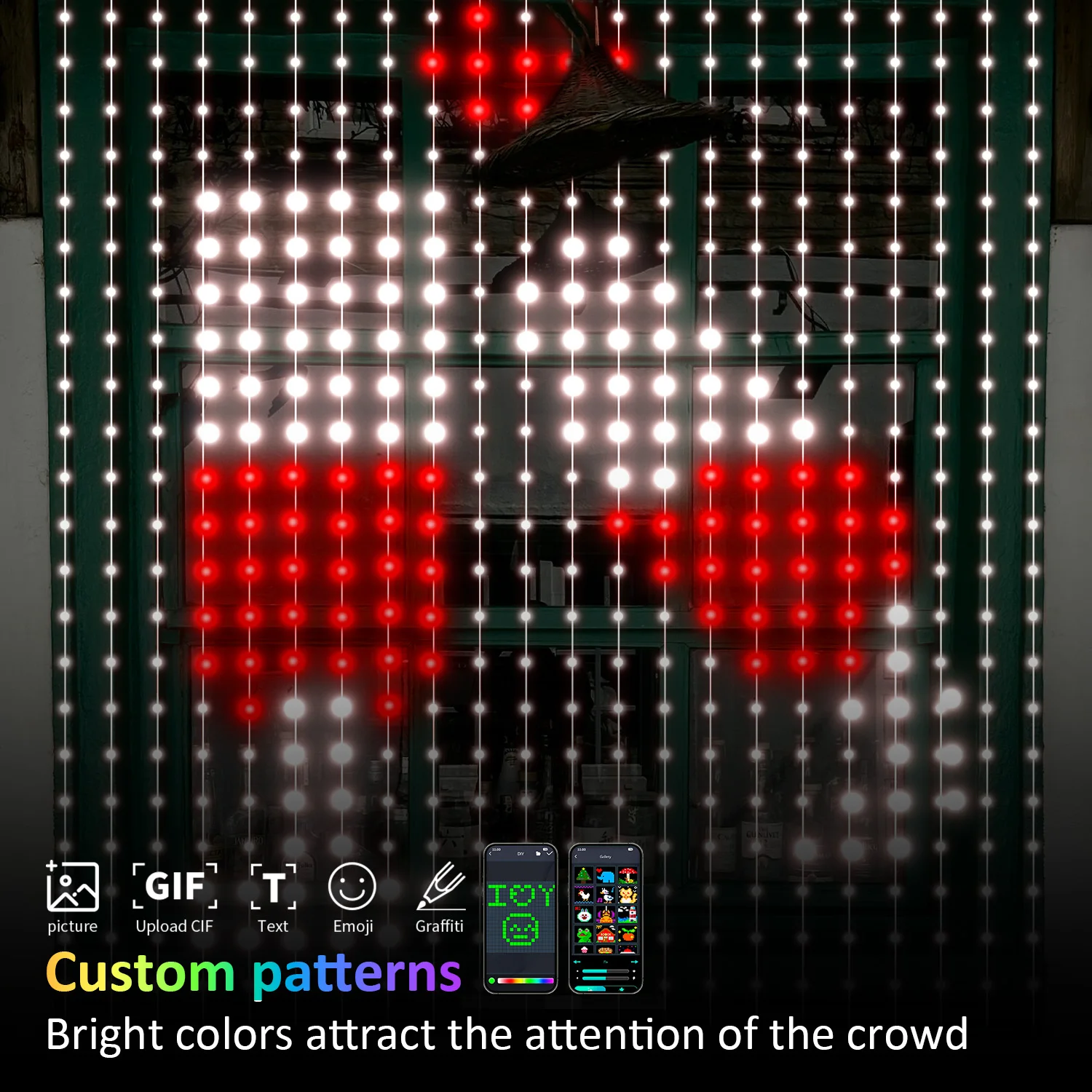 パターンledライト（アプリ制御付き）-400-led、usb電源、音楽同期rgbライト、diyスマートカーテンライト