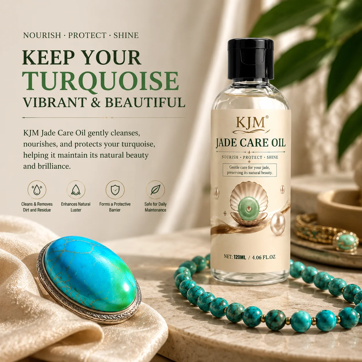 

KJM Turquoise & Jade Care Oil, Preserve Luster Prevent Cracks, Natural Nourishing Conditioner For Gemstone Jewelry
