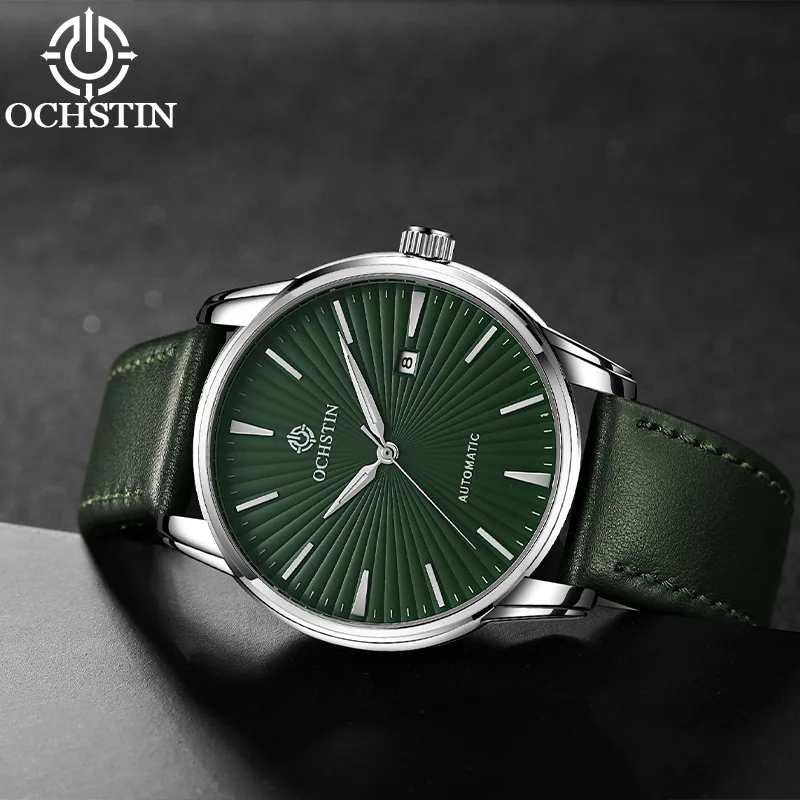 OCHSTIN Men's Originale Automatic Mechanical Watch Man Soft Skin-friendly Genuine Leather Strap Gentleman Business Casual Clock