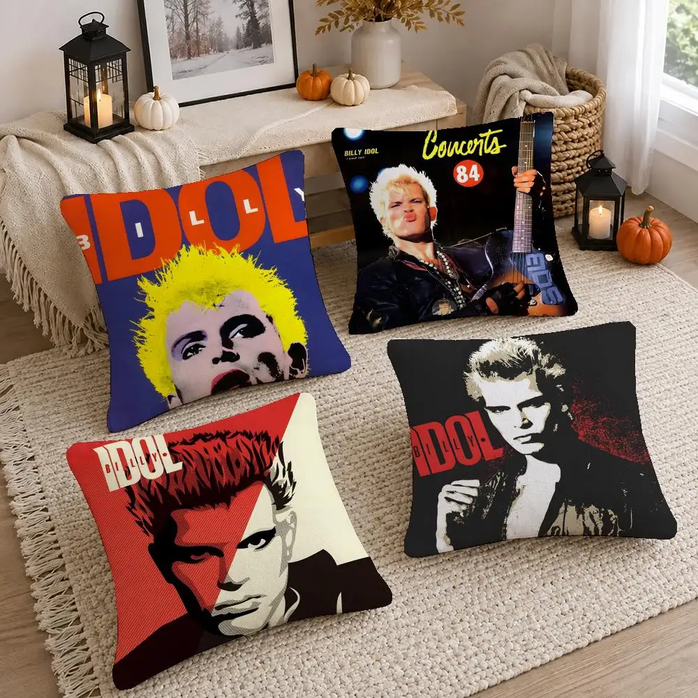Pop Singer Billy Idol Cushion Cover Short Plush Pillow Cover, Washable Wrinkle-Resistant for Sofa Bedroom Decor Gift