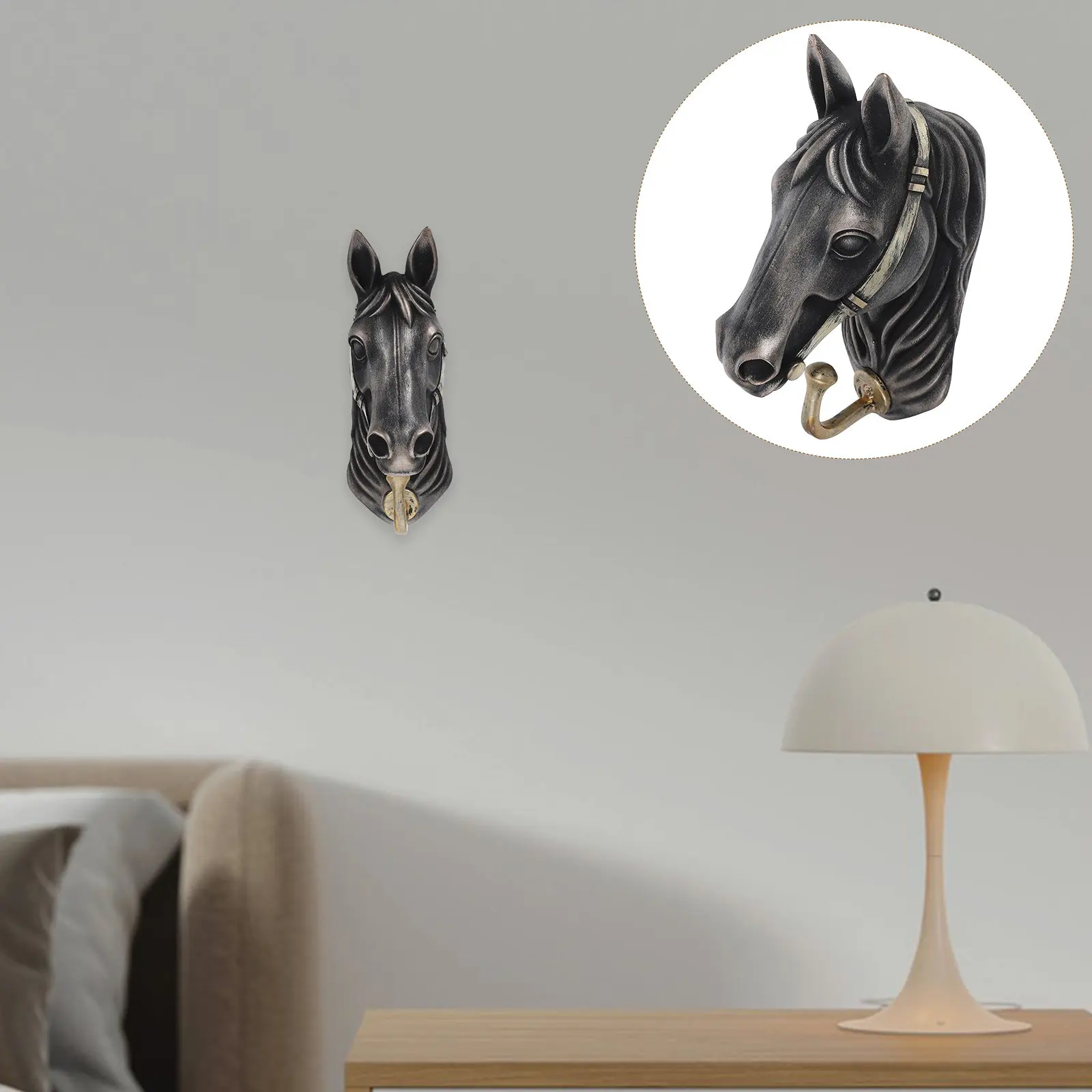 Horse Head Wall Hook Rustic Decorative Animal Shaped Heavy Duty Hanger for Coats Bags Hats Towels Keys Entryway Home Decor