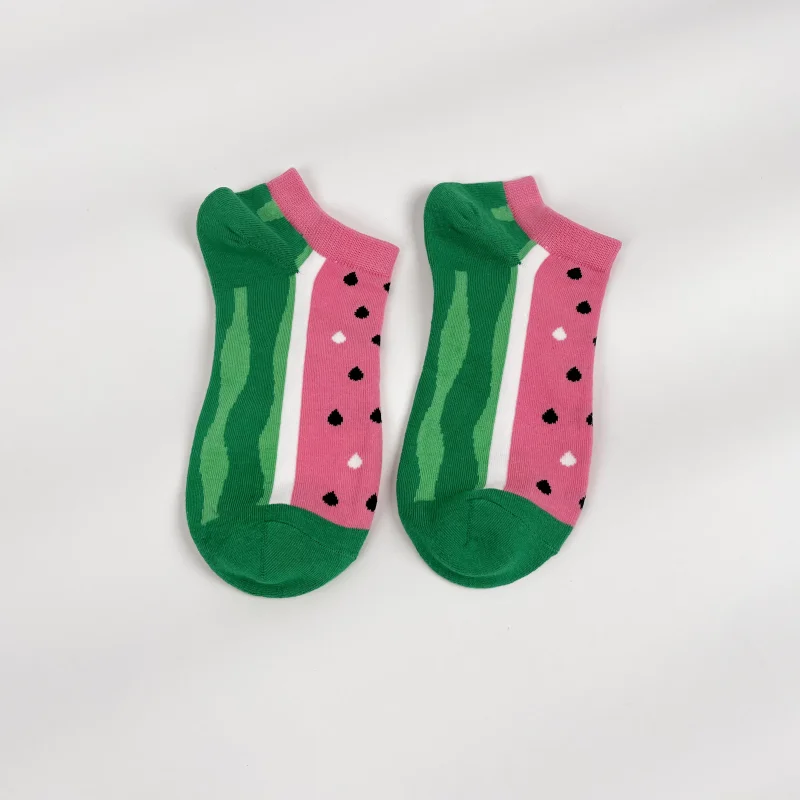 1 Pair Stylish On-Trend Style Vibrant Watermelon  Socks - Adorable and Fashionable Design, Low-Cut Ankle Length  Comfort, Soft