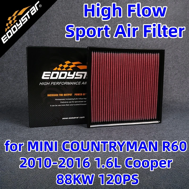 High Flow Sport Air Filter for MINI COUNTRYMAN R60 2010-2016 1.6L Cooper 88KW 120PS Washable Racing Intake Filters