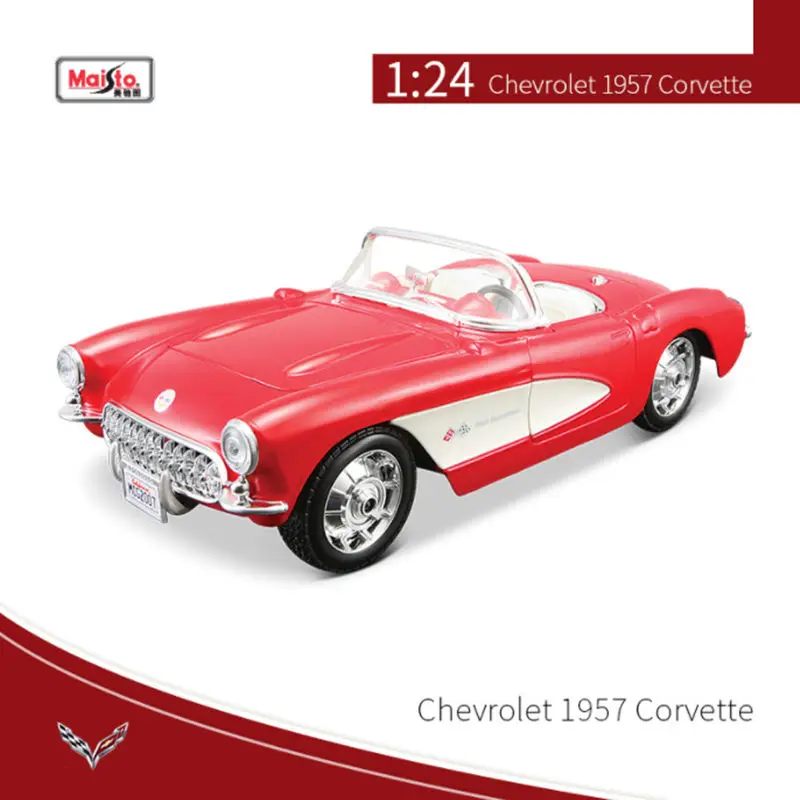 Assembly Version Maisto 1:24 Chevrolet 1957 Corvette Alloy Sports Car Model Diecasts Metal Classic Car Vehicles Model Kids Gifts