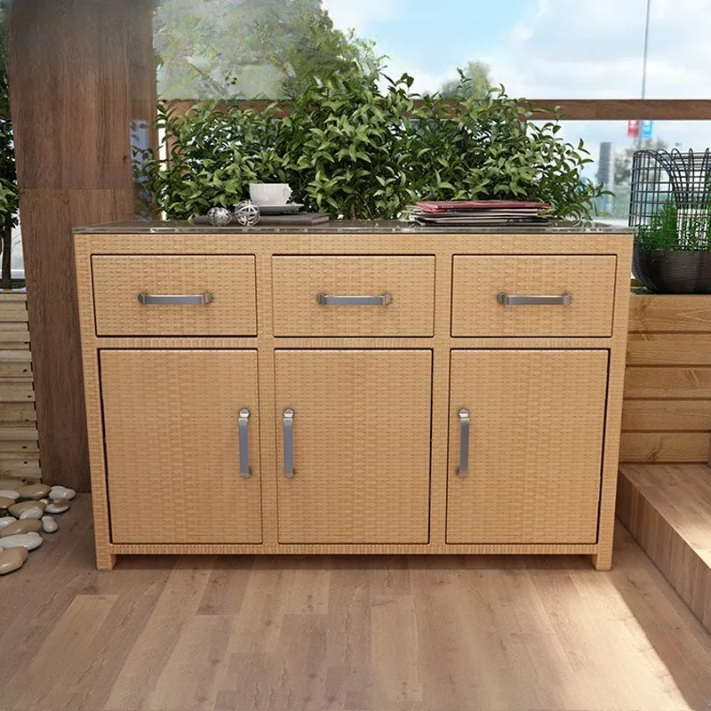 Outdoor balcony shoe cabinet waterproof and sunscreen home entrance large-capacity storage locker rattan shoe cabinet