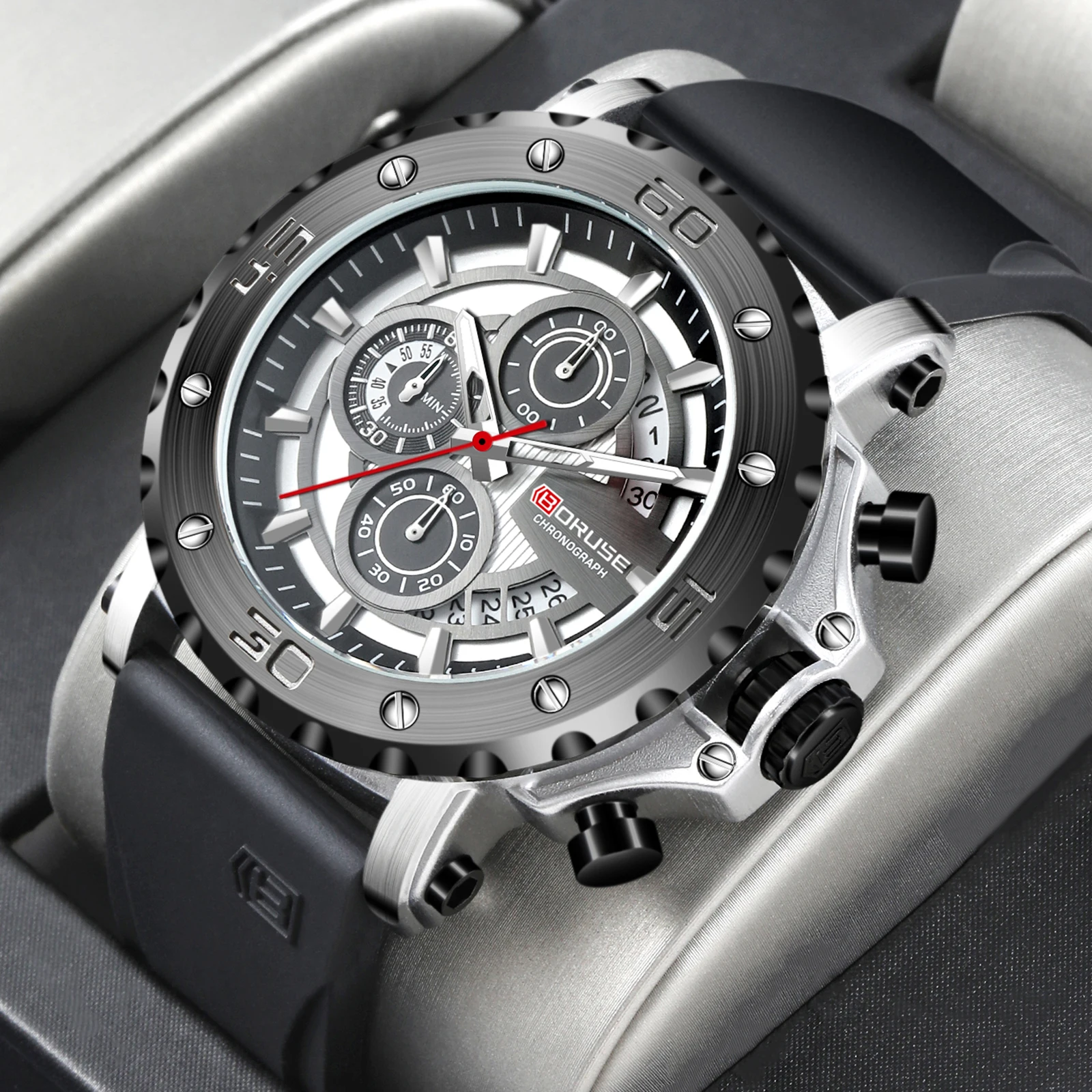 BORUSE All-waterproof Watch Men's Luminous Quartz Watch Leisure Sports Multi-functional Timer